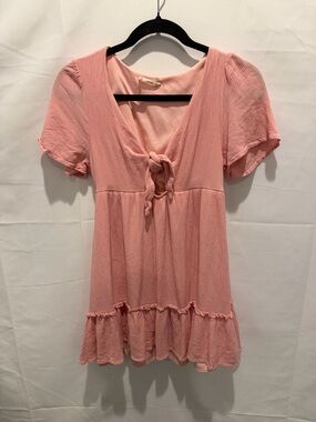 Altar’d State Soft Pink baby doll mini dress with Front Tie.Size M.dainty,flowy